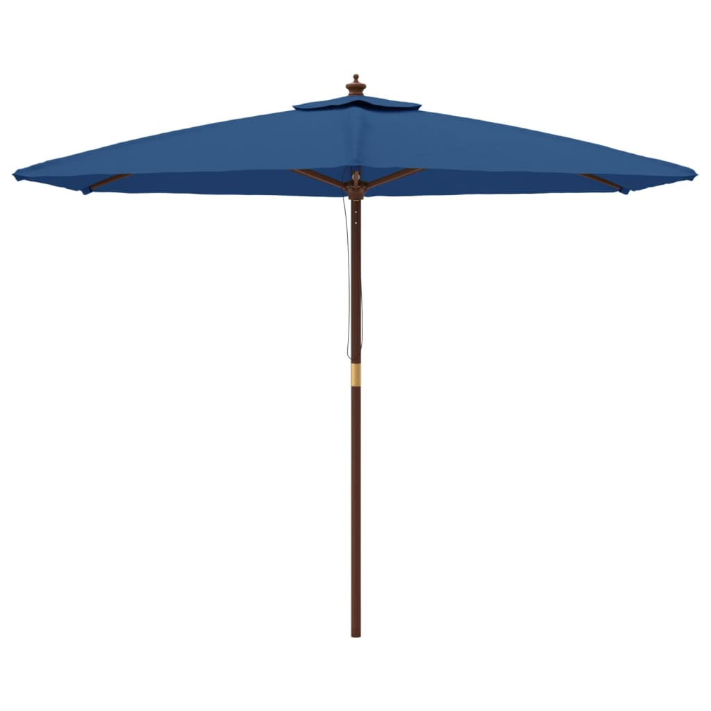 Garden Parasol With Wooden Pole Azure 299X240 Cm