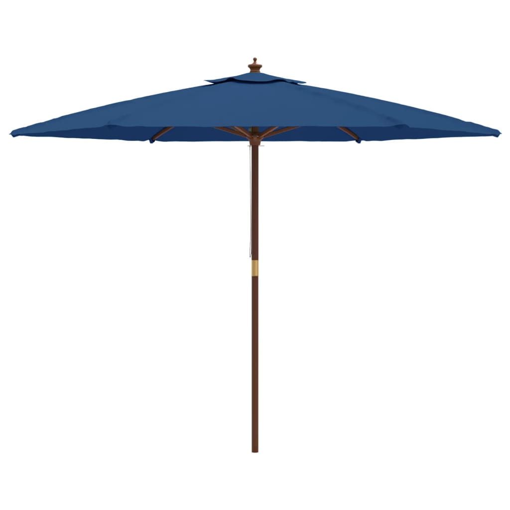 Garden Parasol With Wooden Pole Azure 299X240 Cm