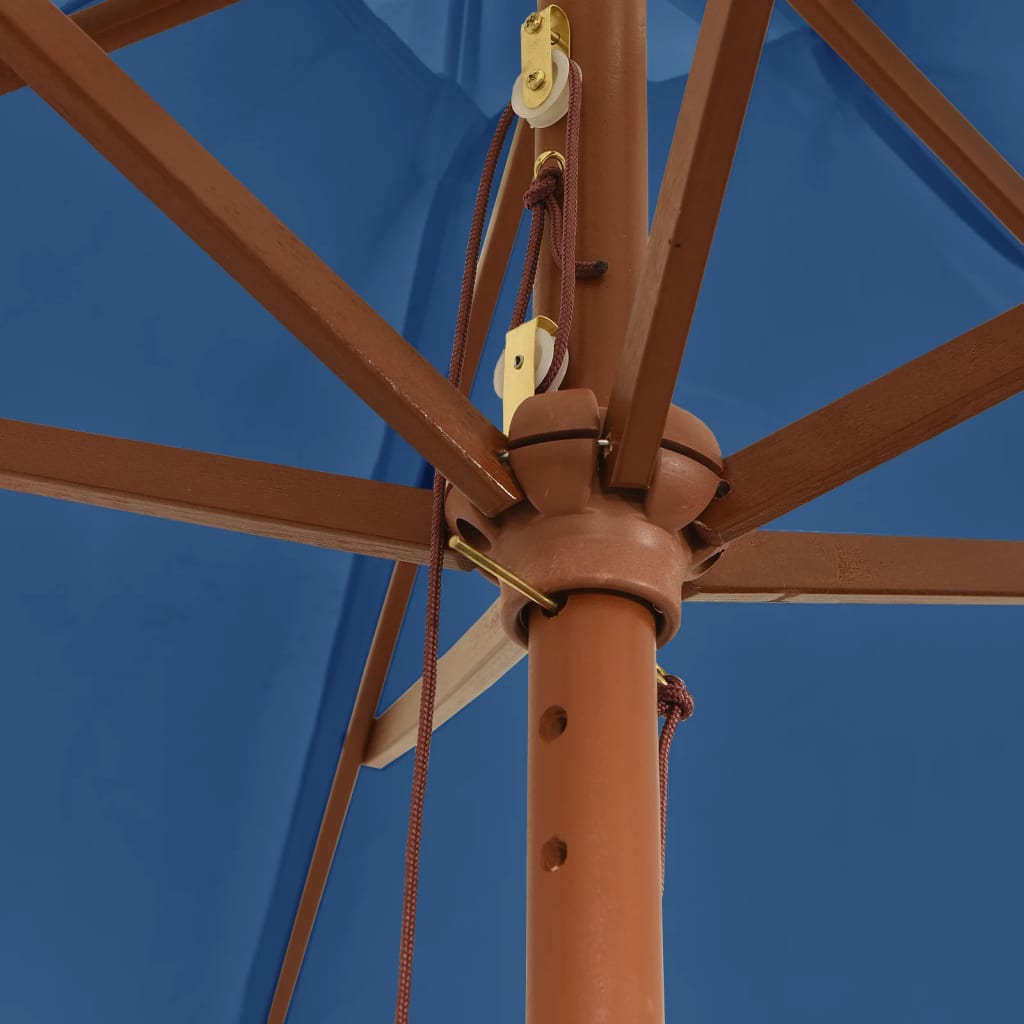 Garden Parasol With Wooden Pole Azure 299X240 Cm