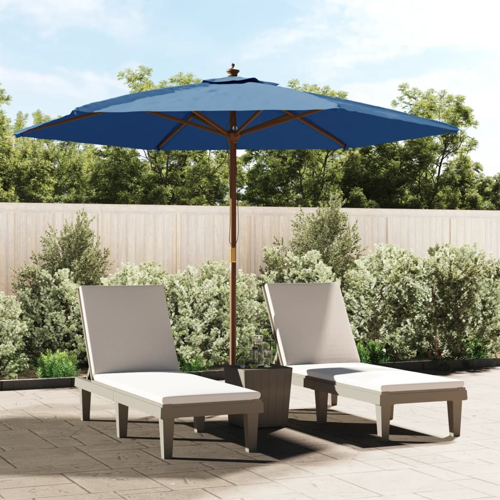 Garden Parasol With Wooden Pole Azure 299X240 Cm