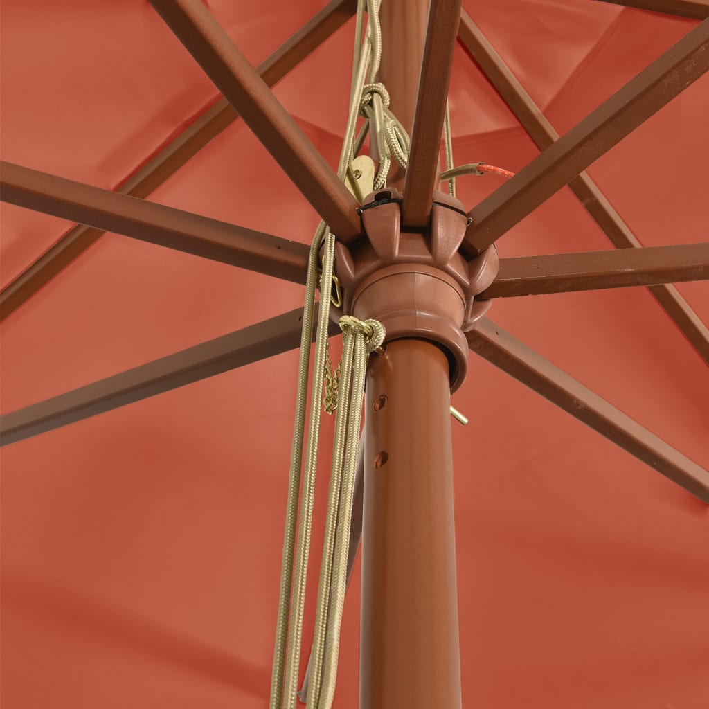 Garden Parasol With Wooden Pole 400X273 Cm
