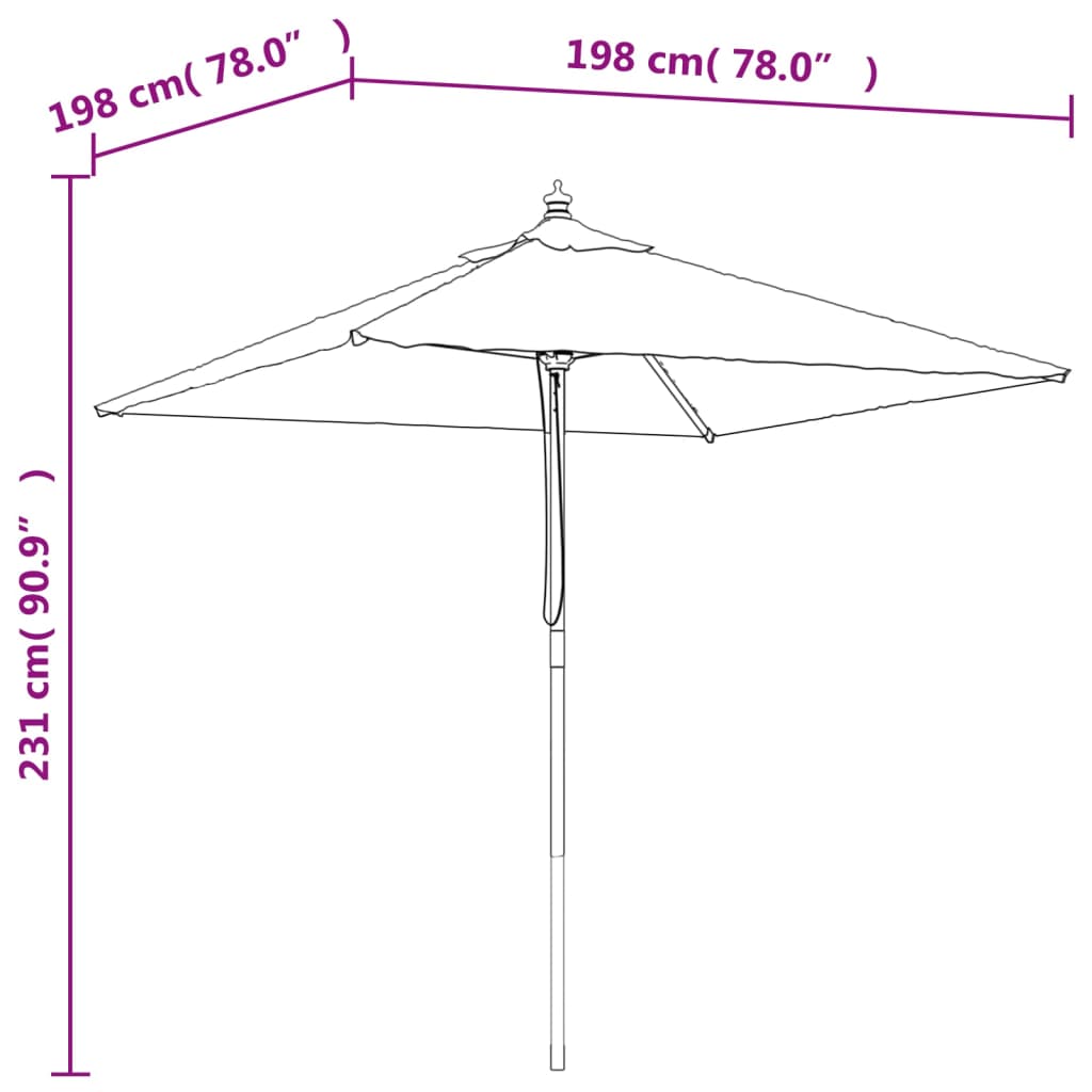 Garden Parasol Wooden Pole 198X198X231 Cm anthracite taupe green blue red sand 1