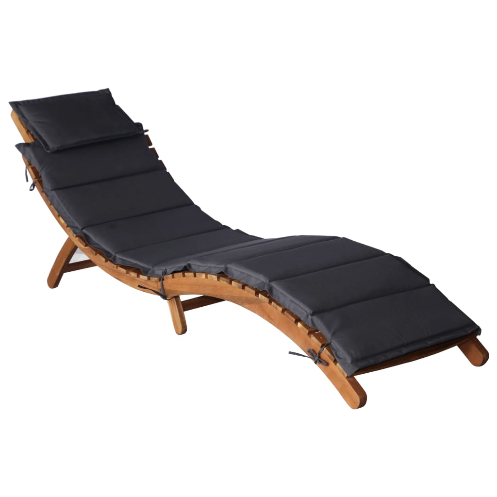 Sun Lounger With Cushions Solid Wood Acacia