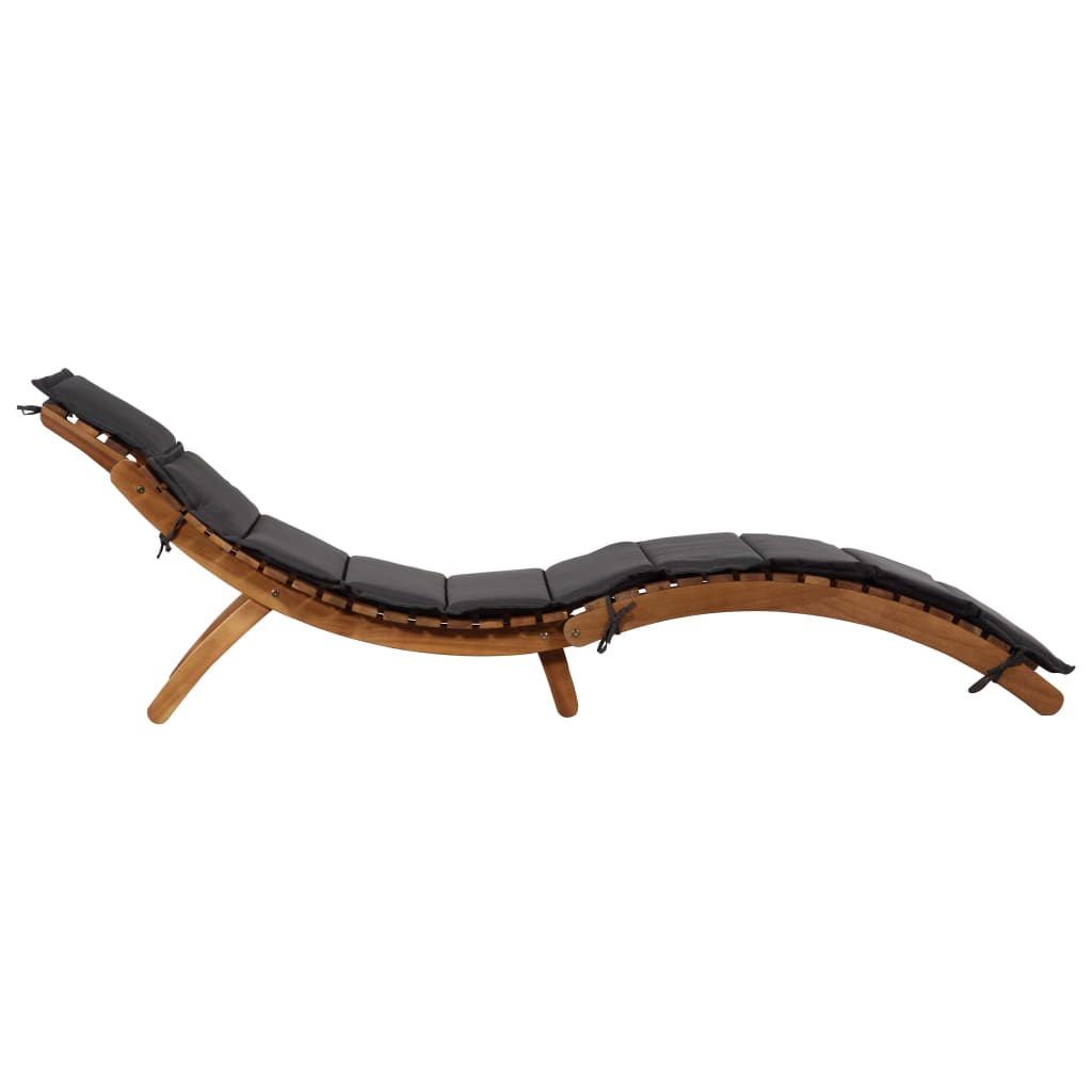 Sun Lounger With Cushions Solid Wood Acacia