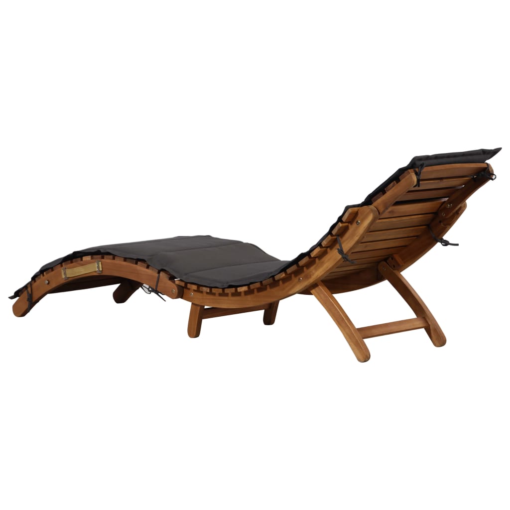 Sun Lounger With Cushions Solid Wood Acacia
