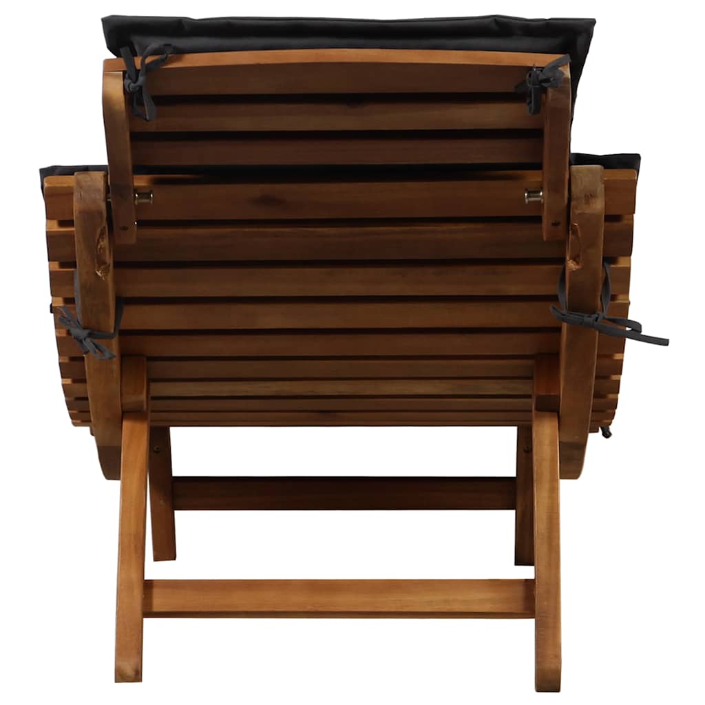 Sun Lounger With Cushions Solid Wood Acacia