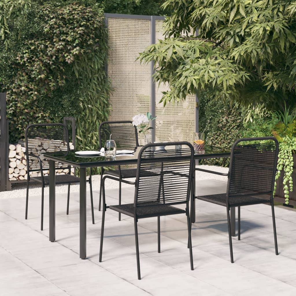 7 Piece Garden Dining Set Black