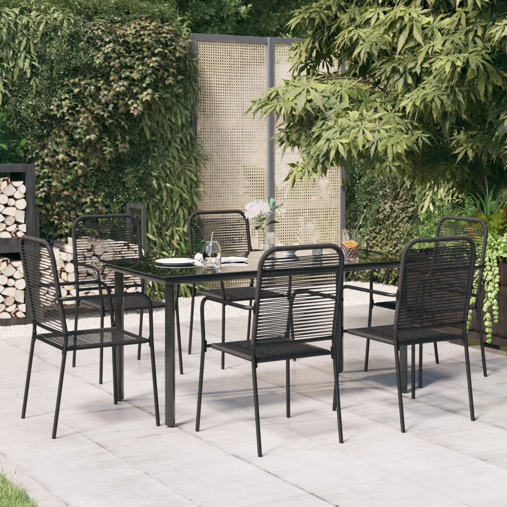 7 Piece Garden Dining Set Black