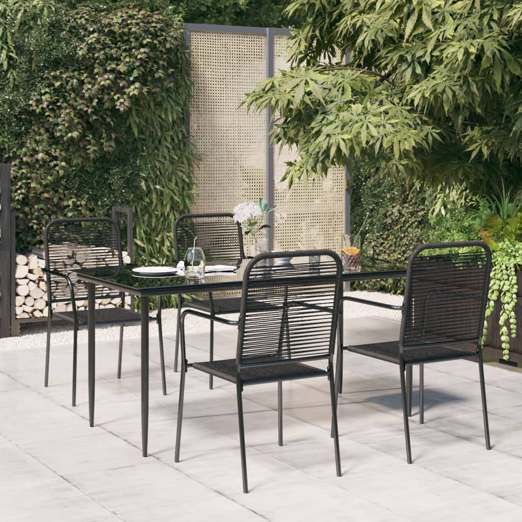 9 Piece Garden Dining Set Black