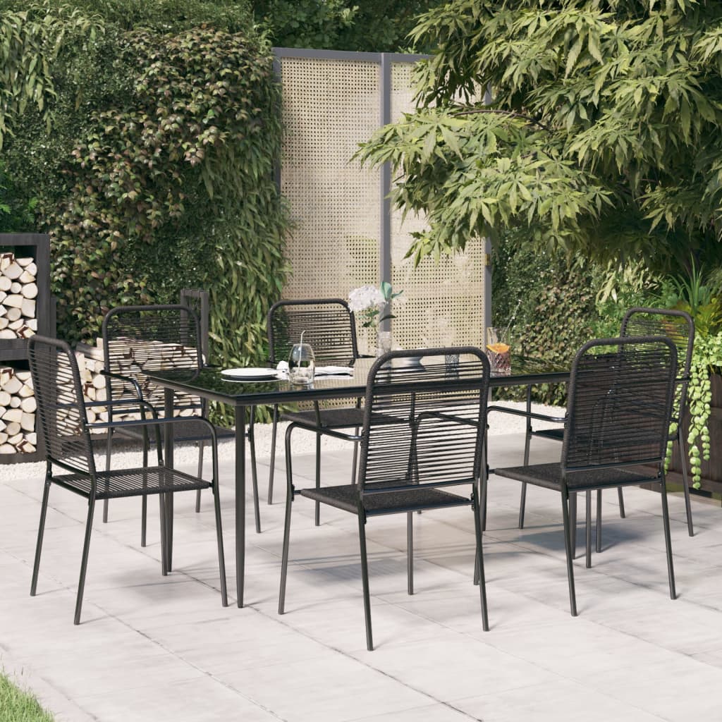 9 Piece Garden Dining Set Black