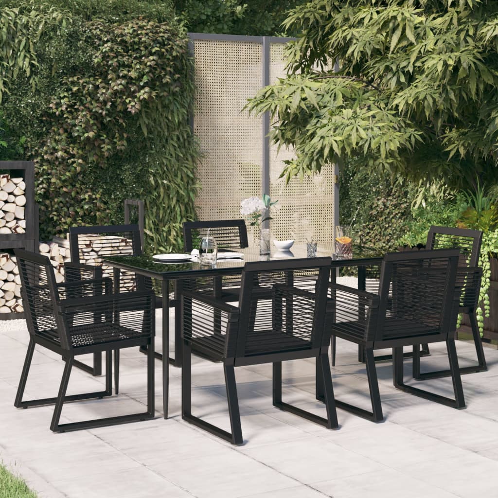 7 Piece Garden Dining Set Black
