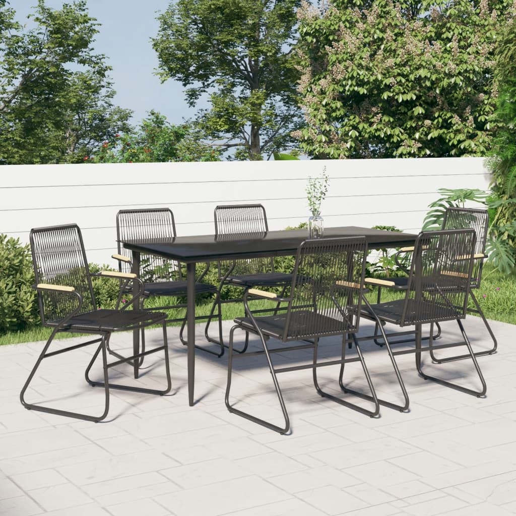 5 Piece Garden Dining Set Black Pvc Rattan