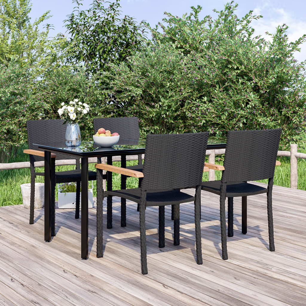 5 Piece Garden Dining Set Black
