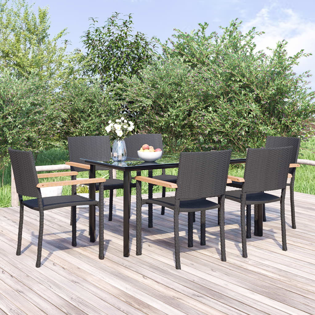 5 Piece Garden Dining Set Black