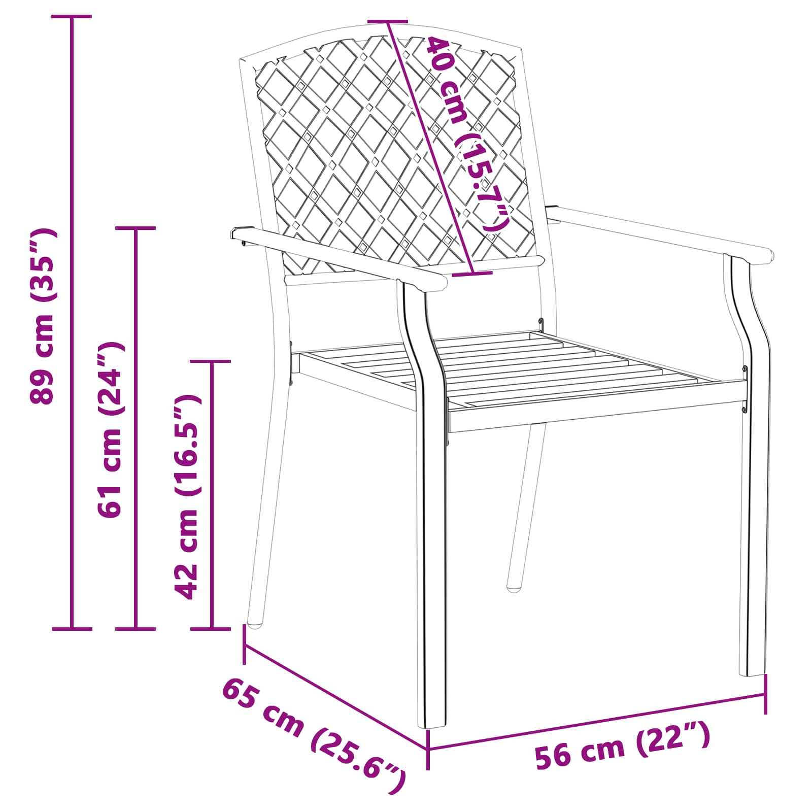 Garden Chair 4 Pcs 56 X 65 X 89 Cm Steel