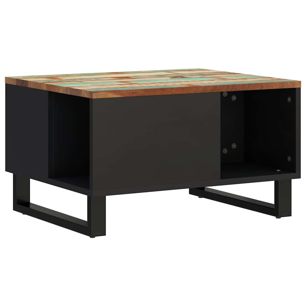 Coffee Table Solid Wood Reclaimed light brown multicolour metal 90 x 50 x 40 cm