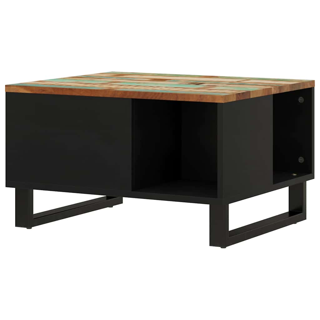 Coffee Table Solid Wood Reclaimed light brown multicolour metal 90 x 50 x 40 cm
