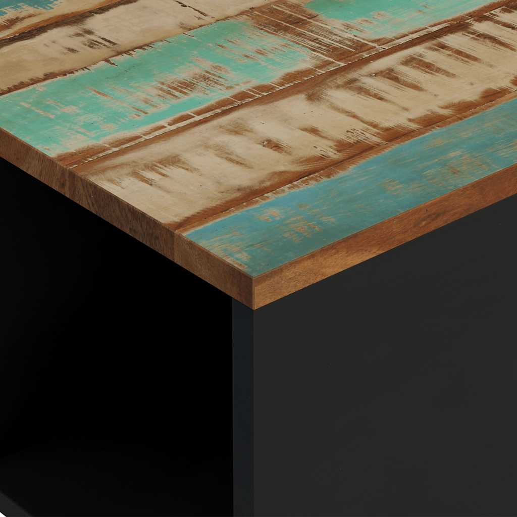 Coffee Table Solid Wood Reclaimed light brown multicolour metal 90 x 50 x 40 cm