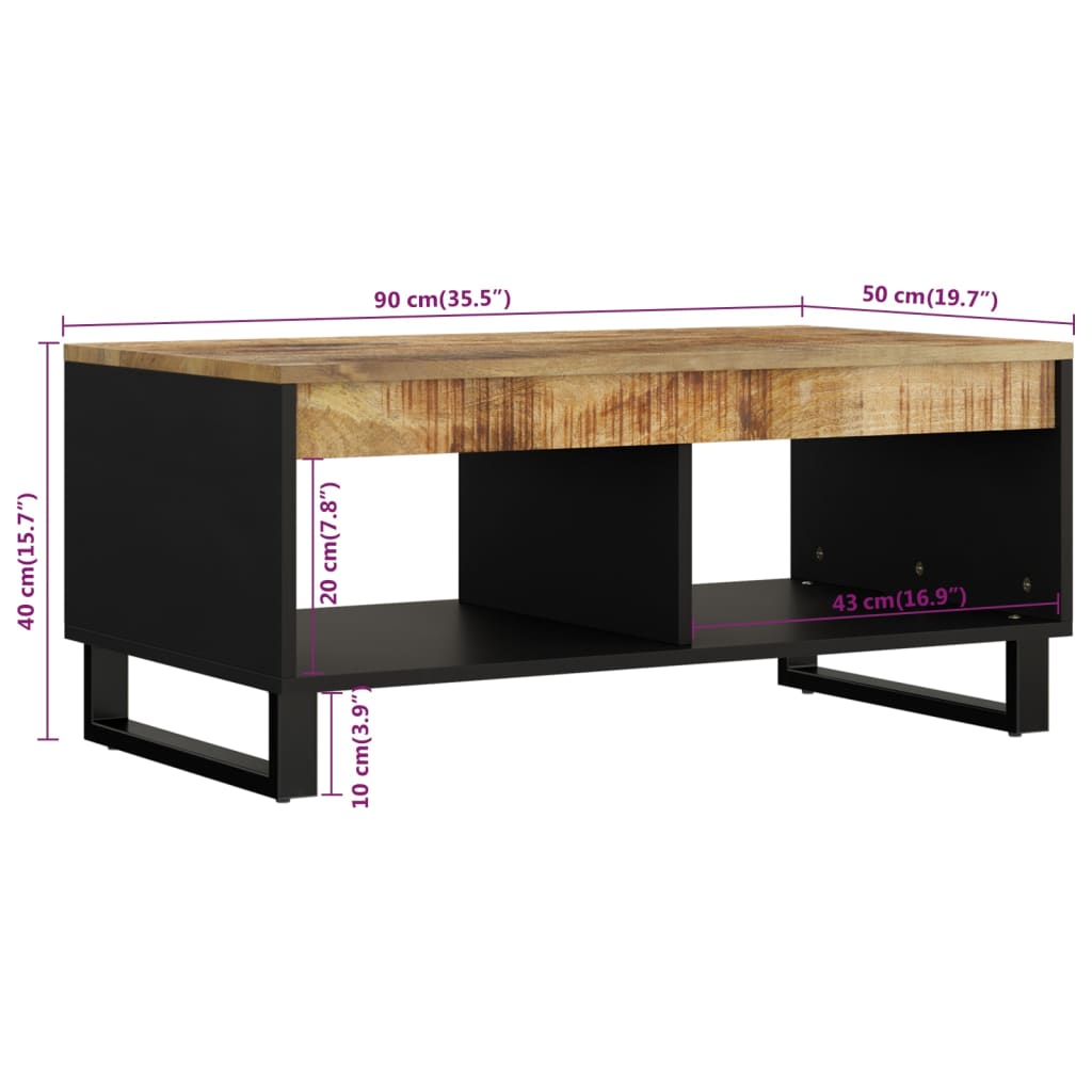 Coffee Table Solid Wood Reclaimed light brown multicolour metal 90 x 50 x 40 cm