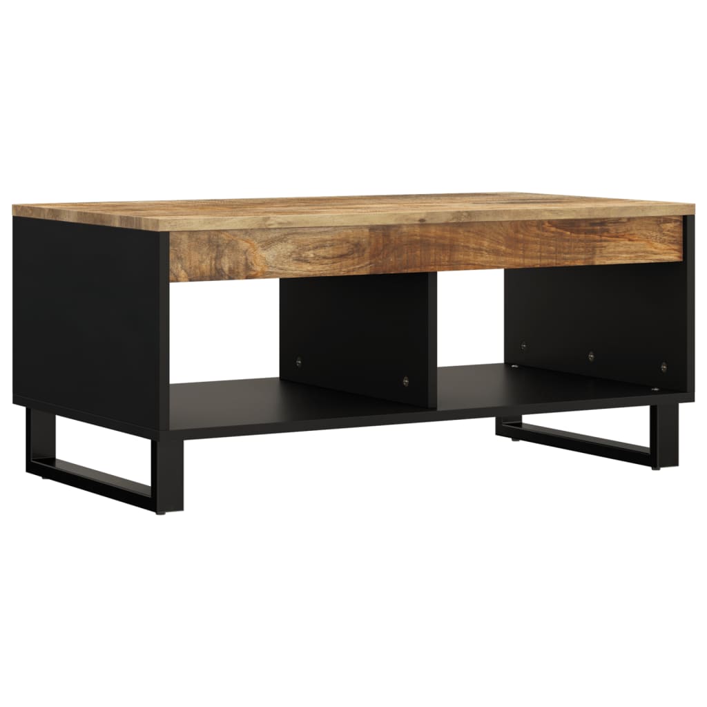 Coffee Table Solid Wood Reclaimed light brown multicolour metal 90 x 50 x 40 cm