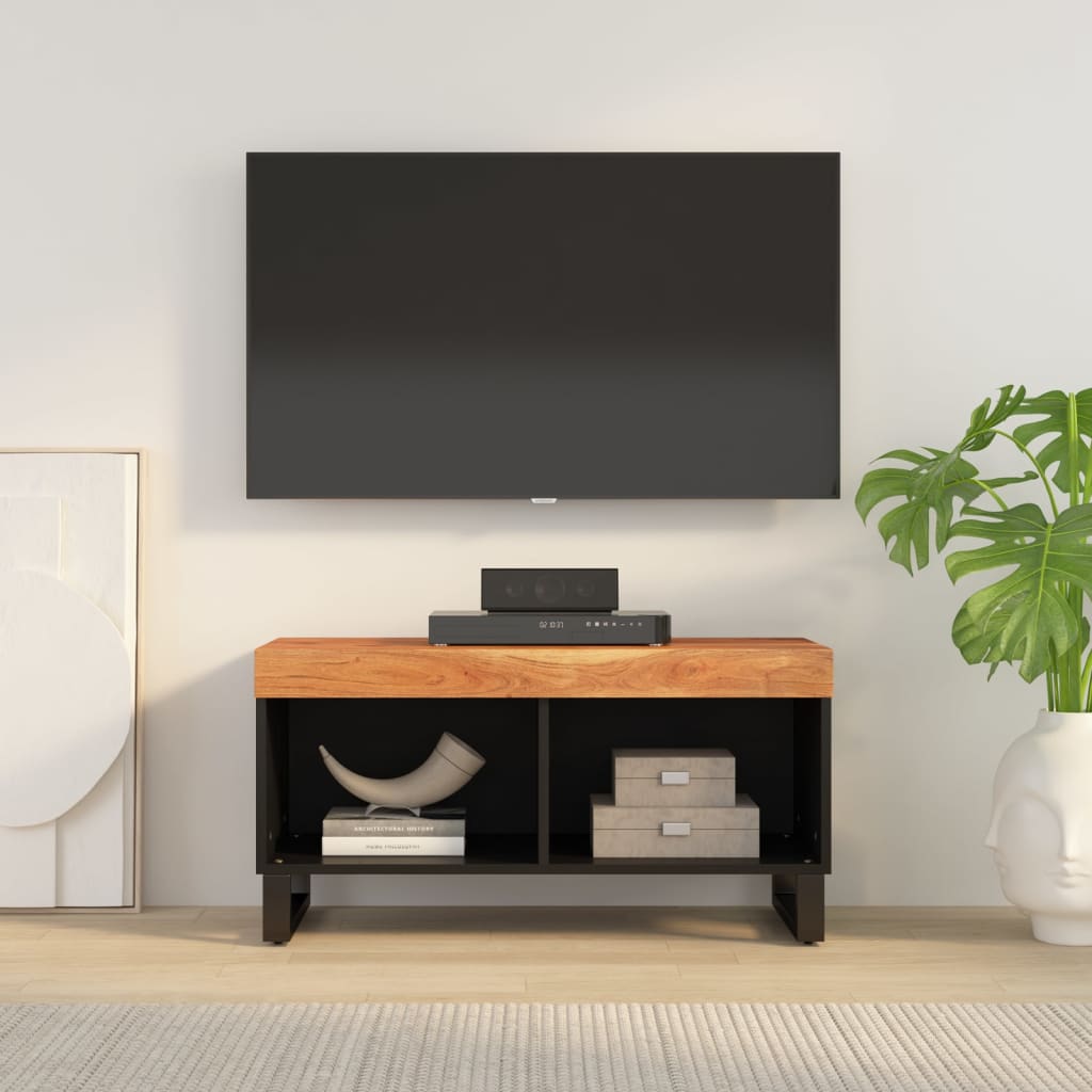 Tv Cabinet 85X33X43.5 Cm Solid Wood Acacia