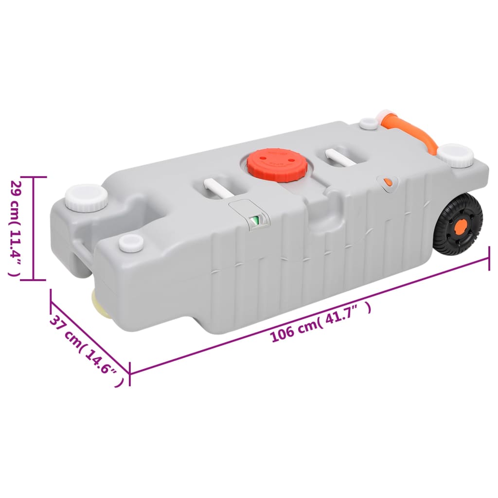 Camping & Hiking Wheeled Water Tank 75 L Grey HDPE (high-density polyethylene) 1