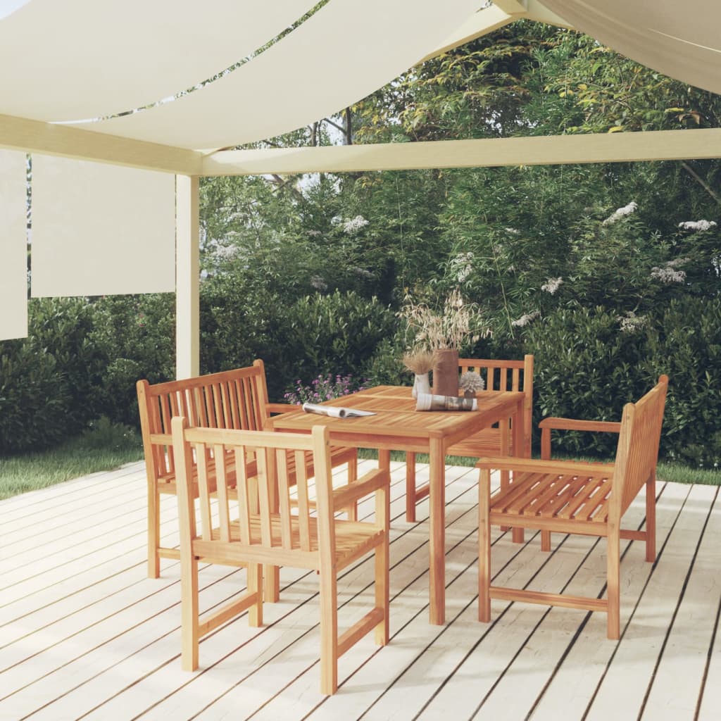 5 Piece Garden Dining Set 140X80 Cm Solid Teak Wood