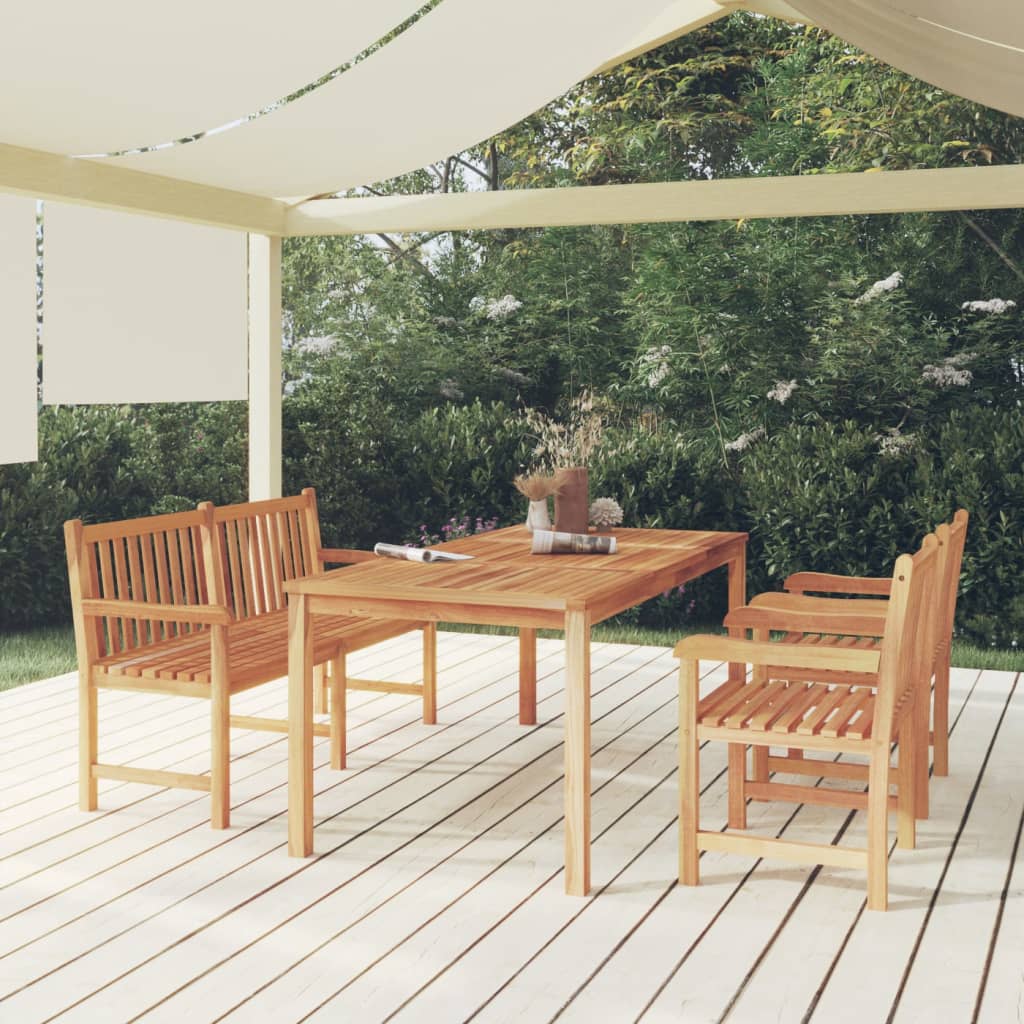 5 Piece Garden Dining Set 180X90 Cm Solid Teak Wood