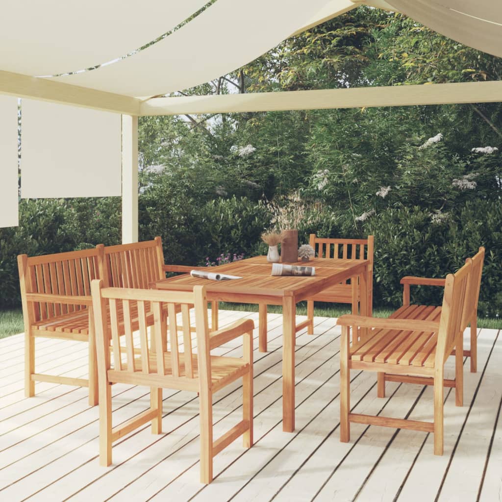 5 Piece Garden Dining Set 180X90 Cm Solid Teak Wood