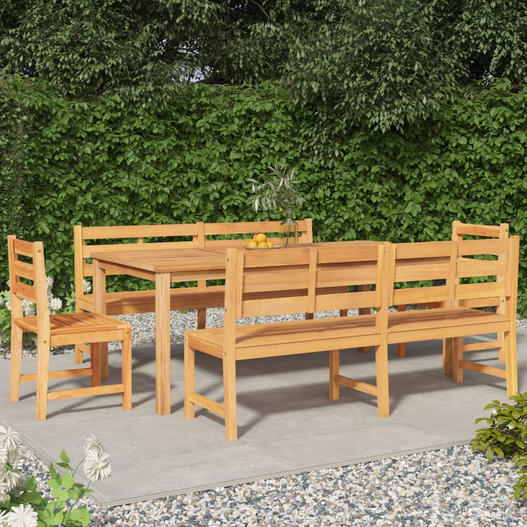 7 Piece Garden Dining Set Solid Wood Teak