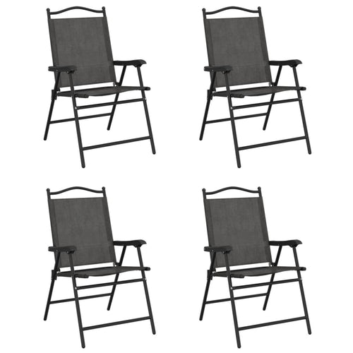 Folding Garden Chairs 4 Pcs Melange Steel And Textilene