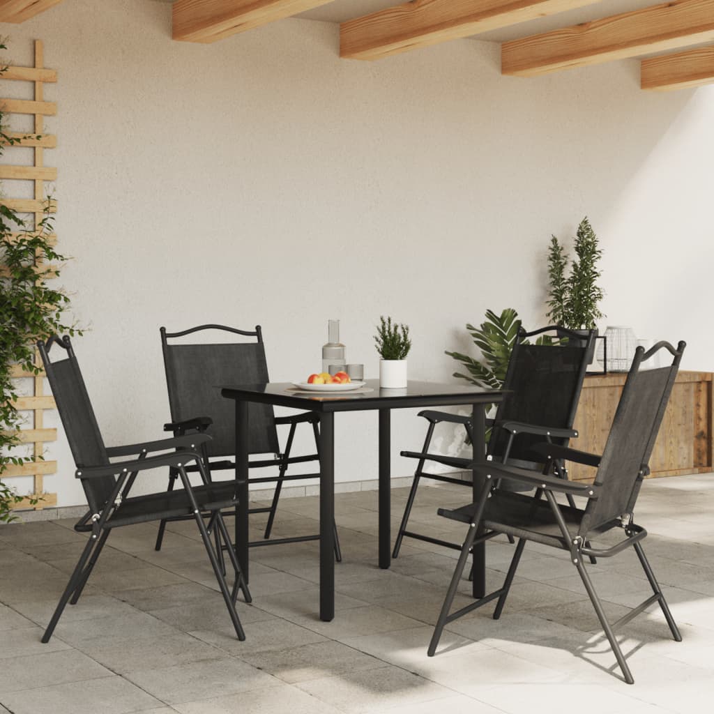 Folding Garden Chairs 4 Pcs Melange Steel And Textilene