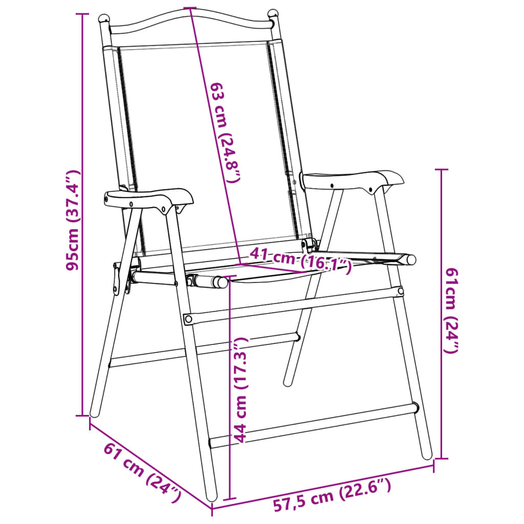 Folding Garden Chairs 4 Pcs Melange Steel And Textilene