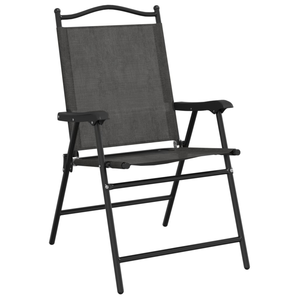 Folding Garden Chairs 4 Pcs Melange Steel And Textilene