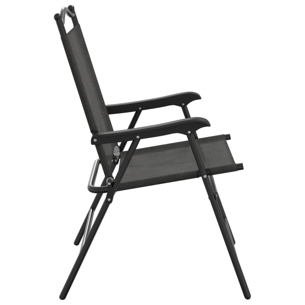 Folding Garden Chairs 4 Pcs Melange Steel And Textilene