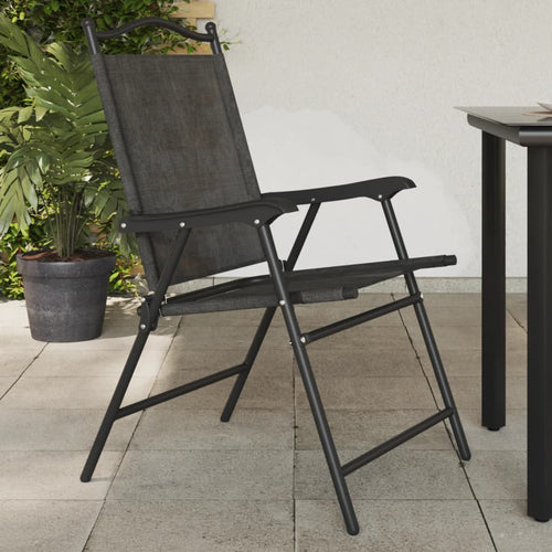 Folding Garden Chairs 4 Pcs Melange Steel And Textilene