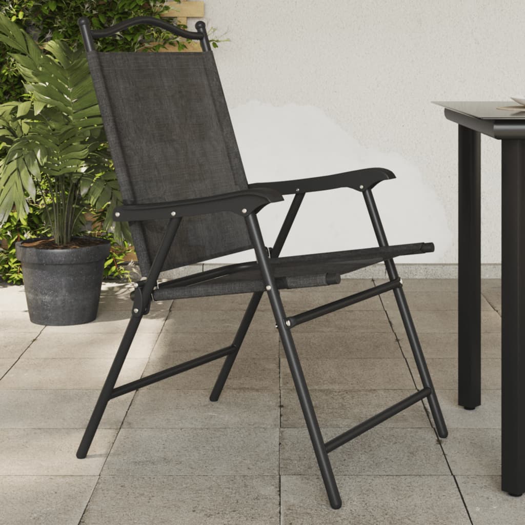 Folding Garden Chairs 4 Pcs Melange Steel And Textilene
