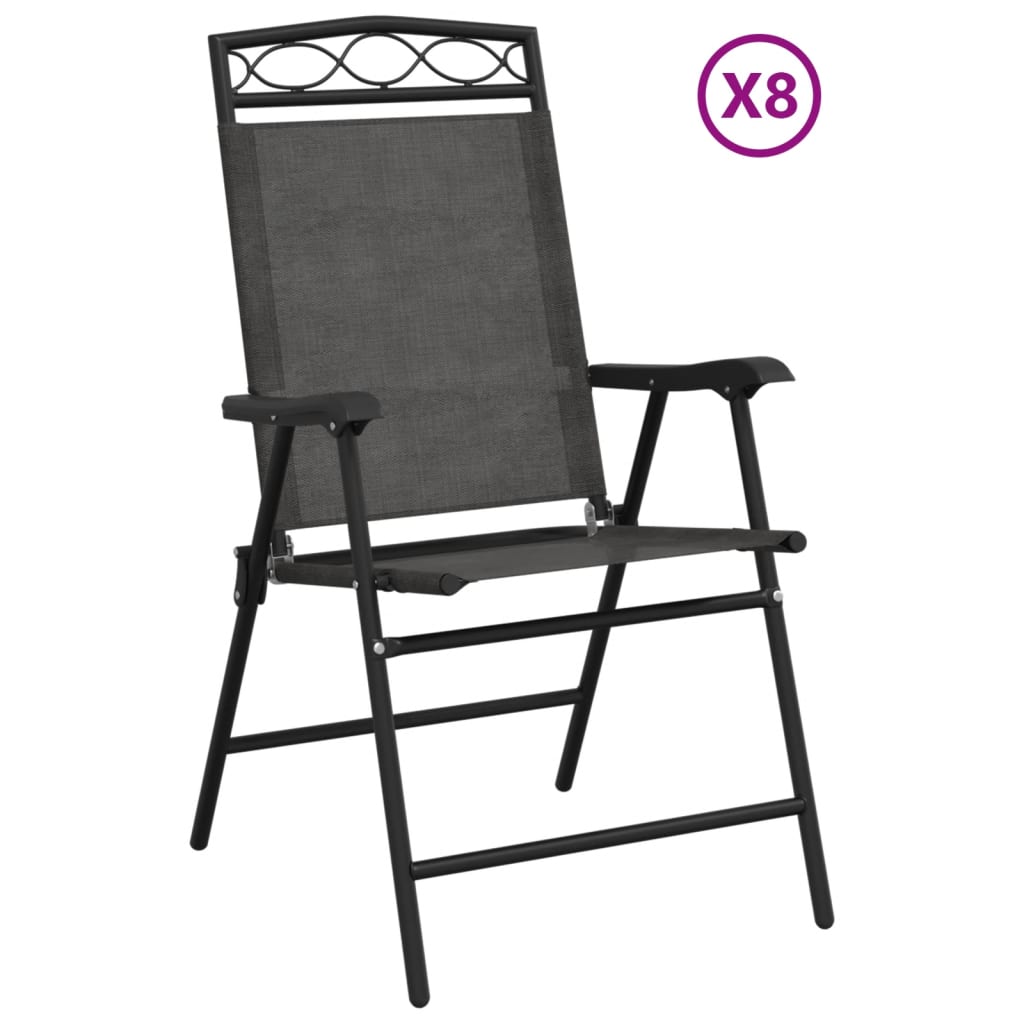 Folding Garden Chairs 8 Pcs Melange Steel And Textilene
