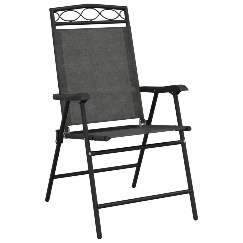 Folding Garden Chairs 8 Pcs Melange Steel And Textilene