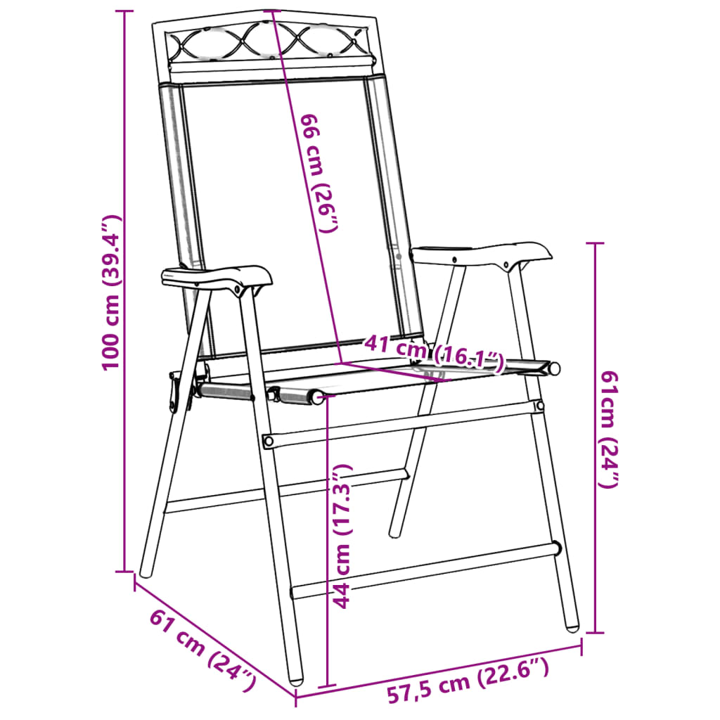 Folding Garden Chairs 8 Pcs Melange Steel And Textilene