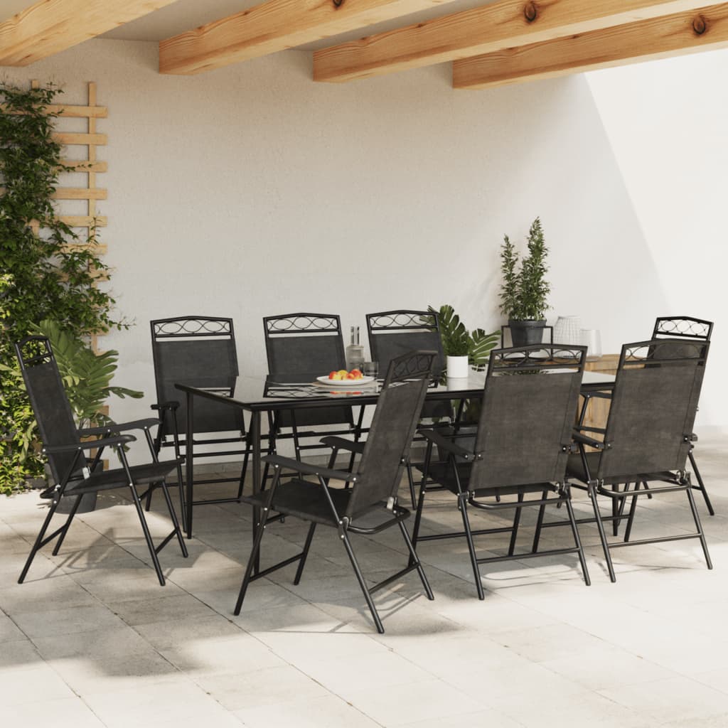 Folding Garden Chairs 8 Pcs Melange Steel And Textilene