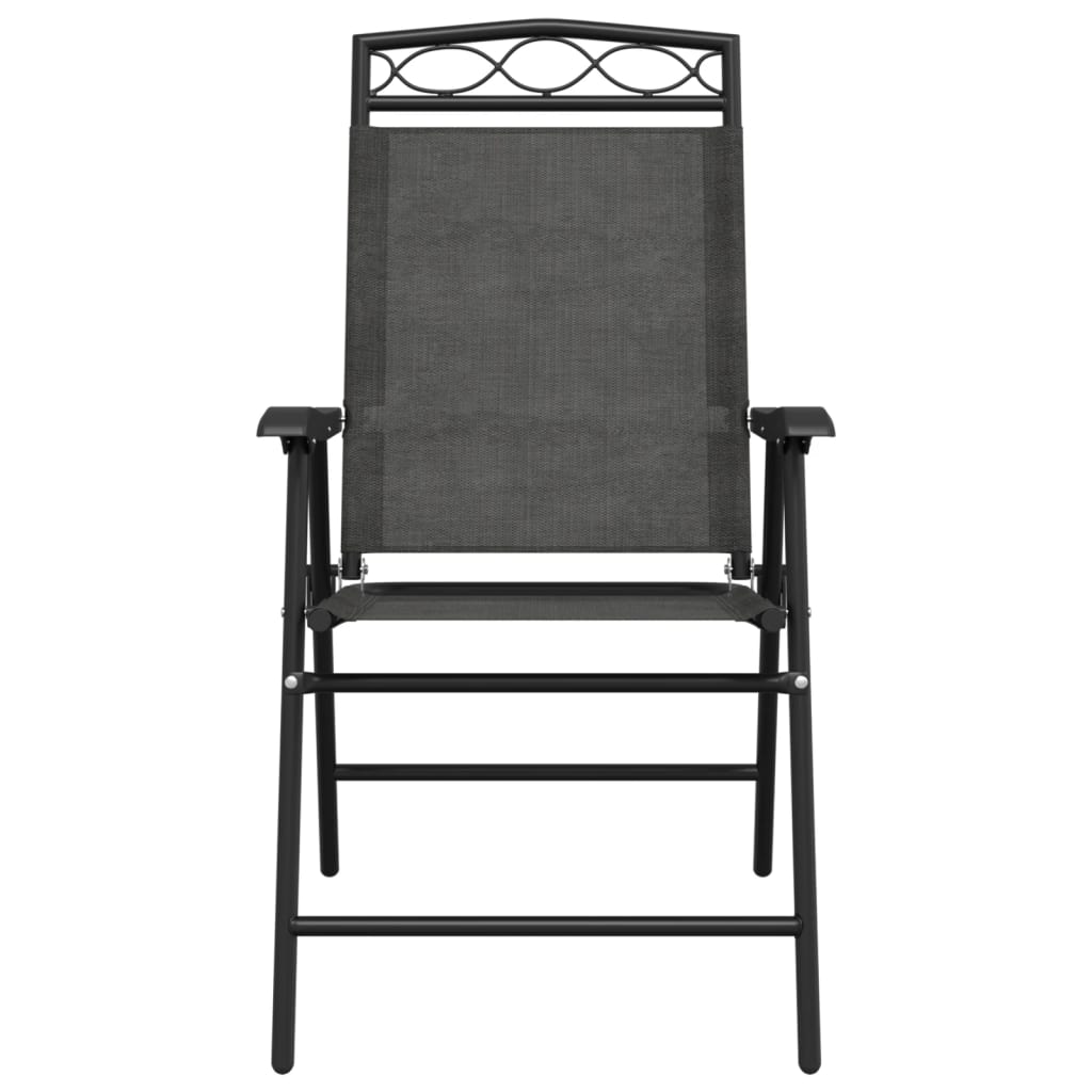 Folding Garden Chairs 8 Pcs Melange Steel And Textilene