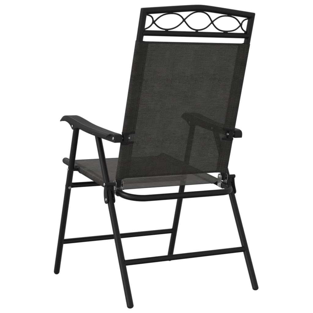 Folding Garden Chairs 8 Pcs Melange Steel And Textilene