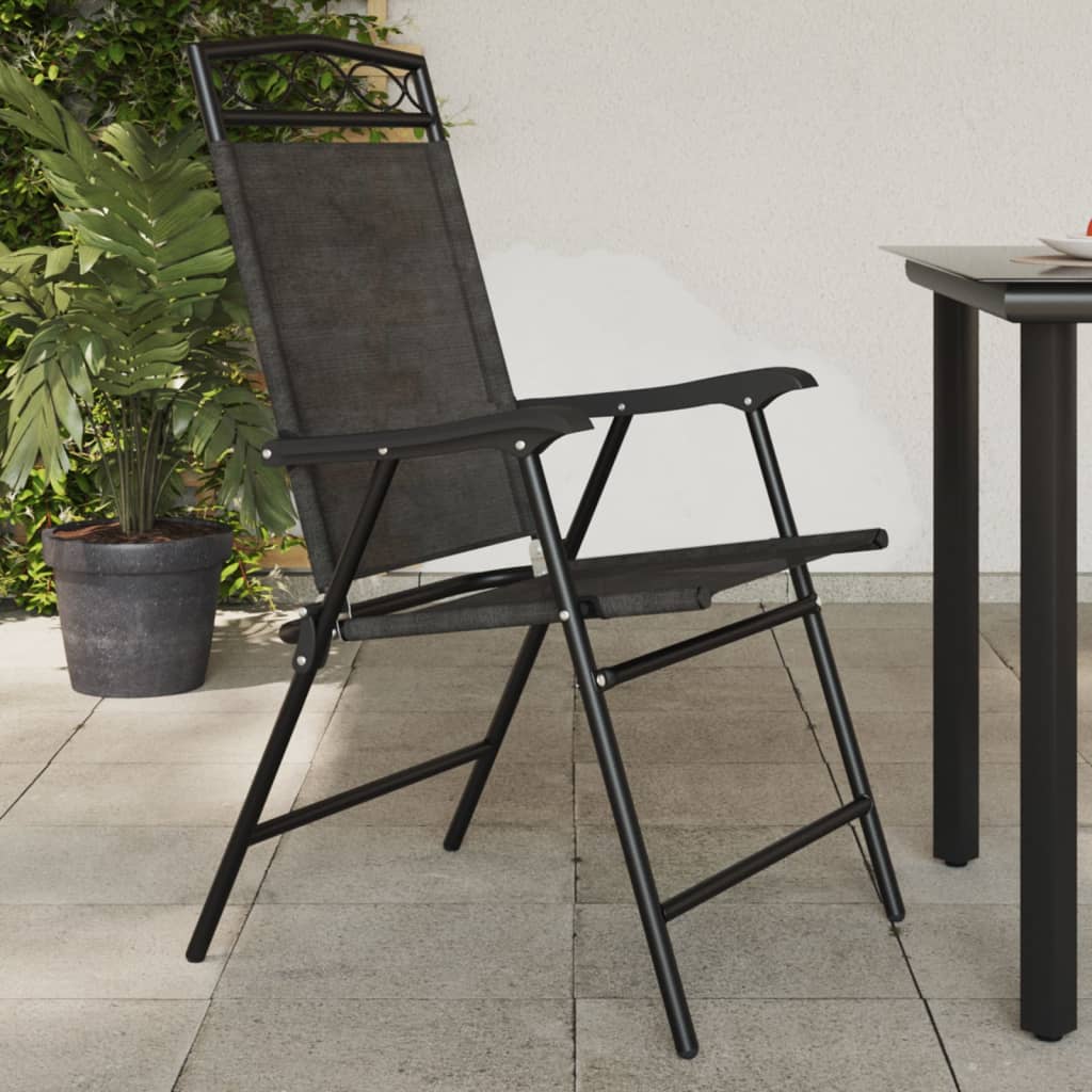 Folding Garden Chairs 8 Pcs Melange Steel And Textilene