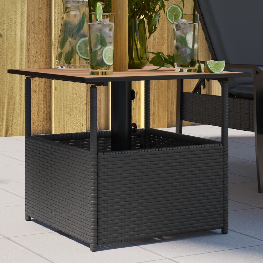 Garden Table With Parasol Hole 55X55X46.5 Cm Poly Rattan