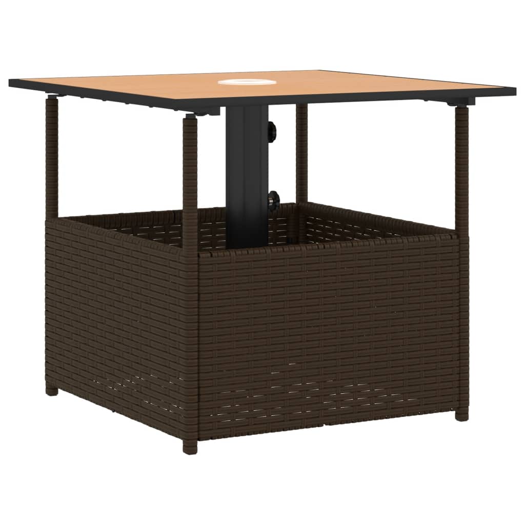 Garden Table With Parasol Hole 55X55X46.5 Cm Poly Rattan