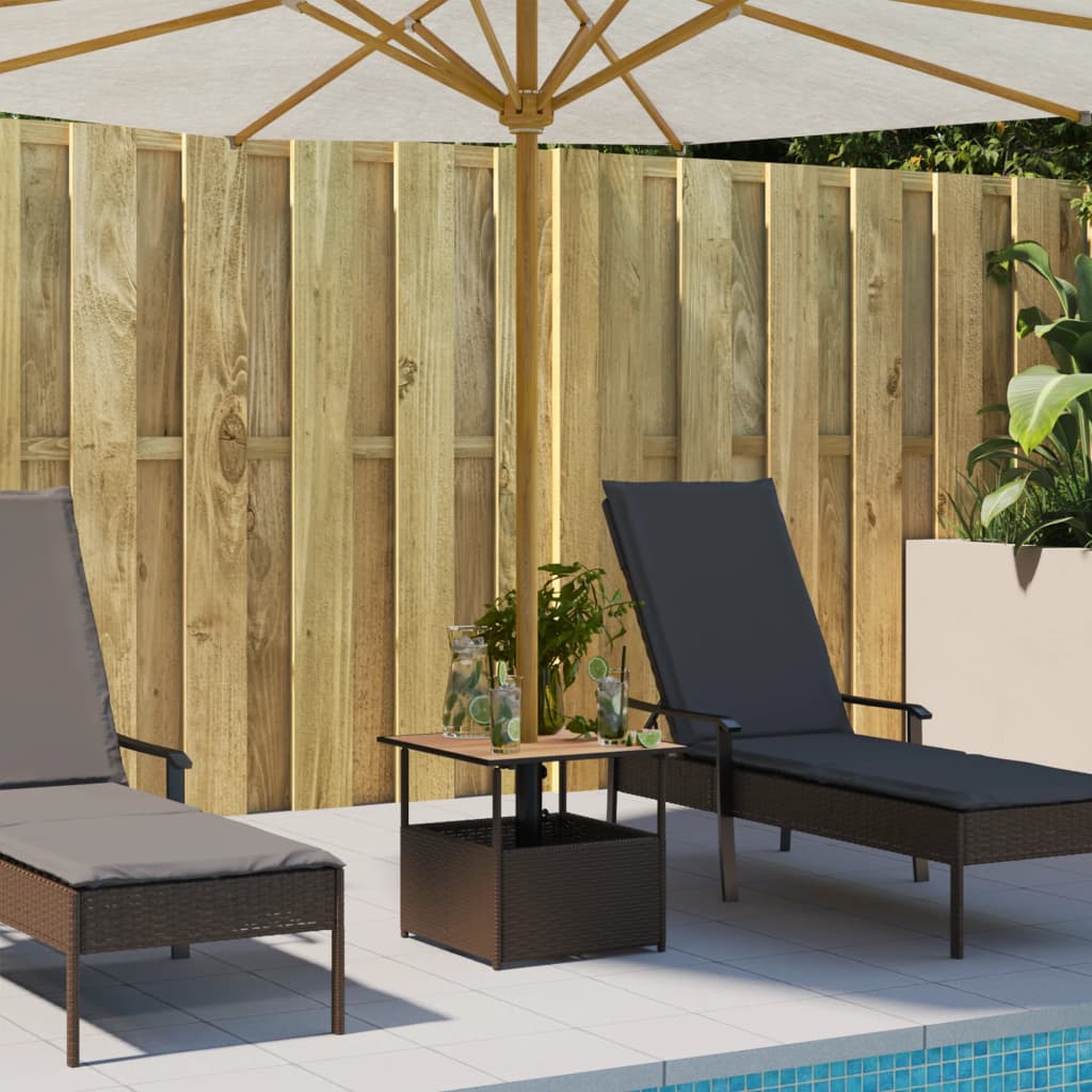 Garden Table With Parasol Hole 55X55X46.5 Cm Poly Rattan