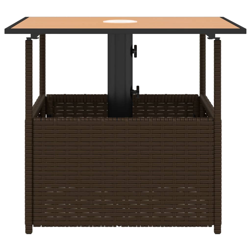 Garden Table With Parasol Hole 55X55X46.5 Cm Poly Rattan
