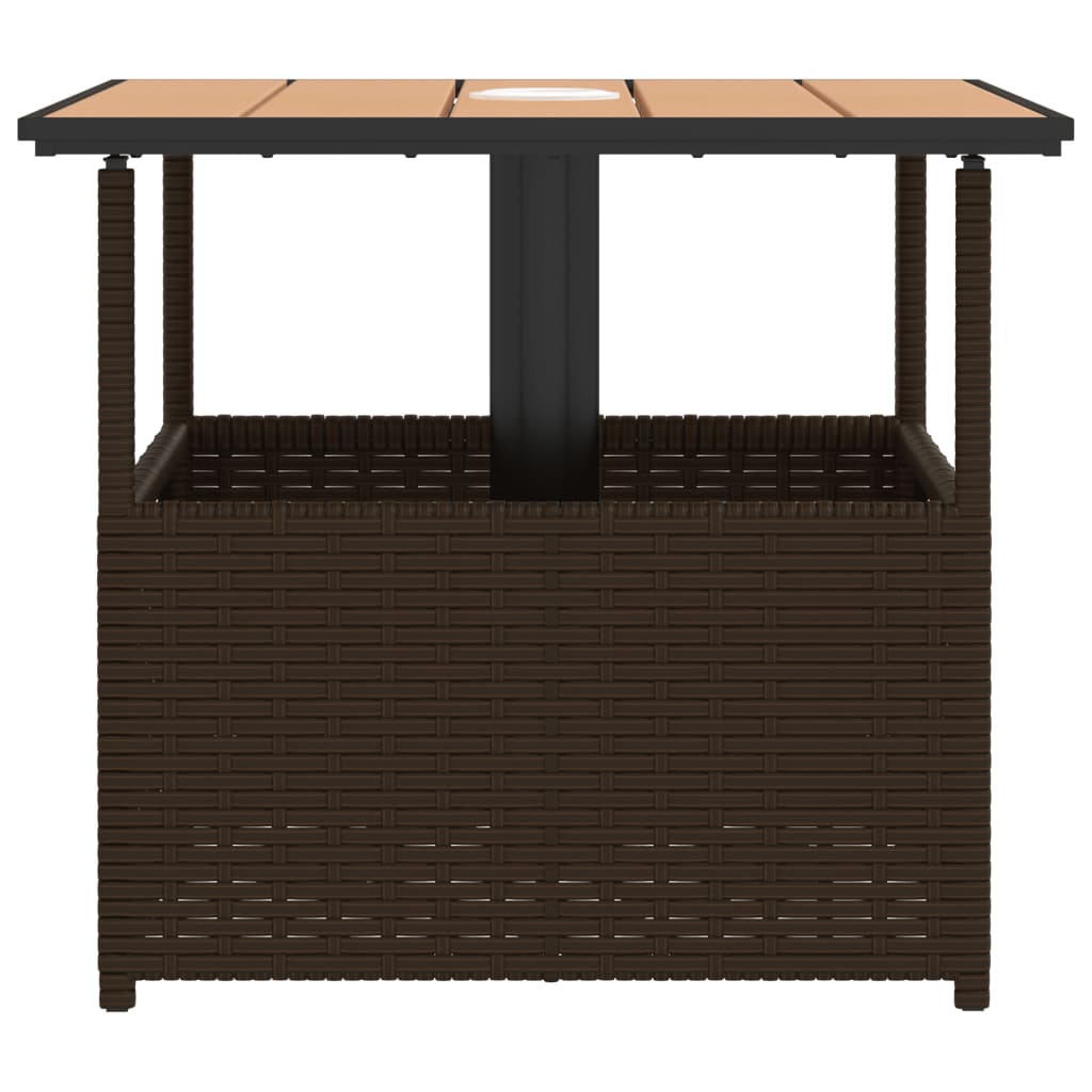 Garden Table With Parasol Hole 55X55X46.5 Cm Poly Rattan