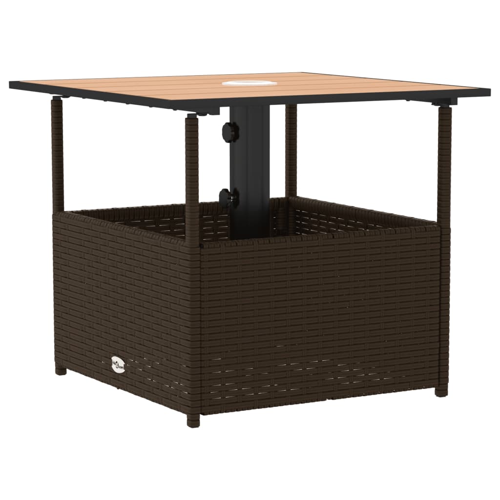 Garden Table With Parasol Hole 55X55X46.5 Cm Poly Rattan